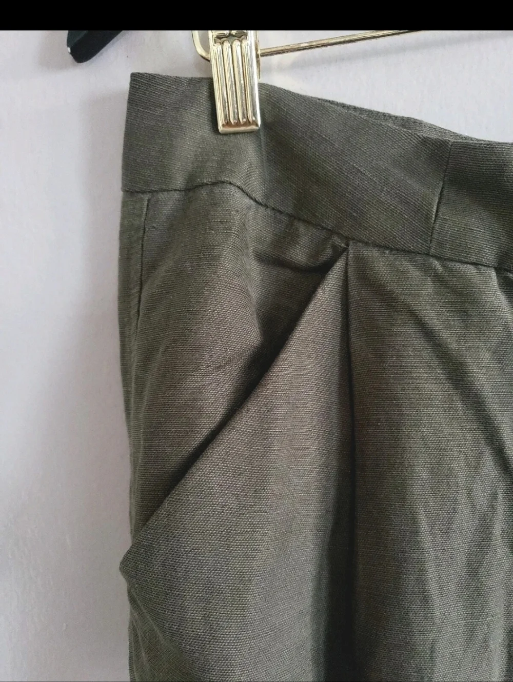 Wilfred Aritzia Cropped Linen Pant Green Trouser Cuffed Hem Size 6